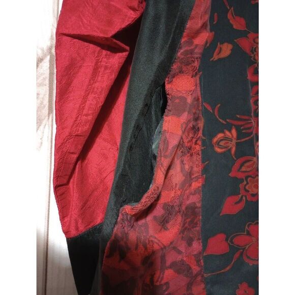 Koos Of Course Shirt Ladies Large Red Button Front Long Sleeve Silk Light Weight - Picture 4 of 7